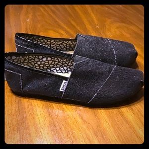 TOMS Black Shimmer flats size 10